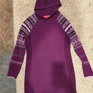 Krimson Klover Mover Maker Hoodie Sweater Dress- Fair Isle, Purple, Size Small